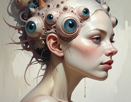 image of a beautiful girl with tenacles growing out of her head